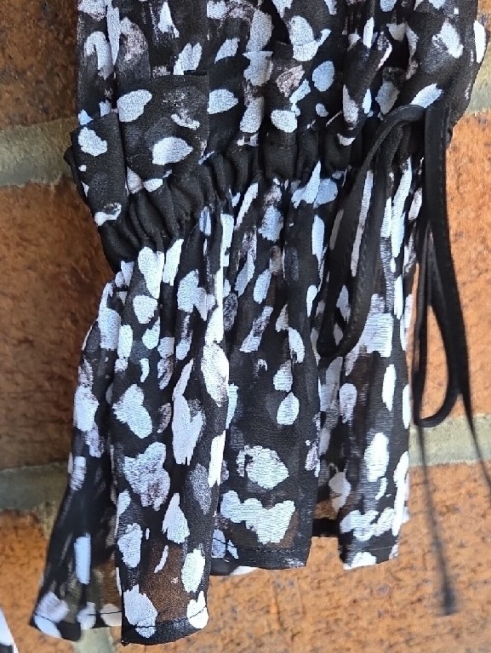 The Kooples Black and White Printed Long Sleeve Blouse - Picture 9 of 9